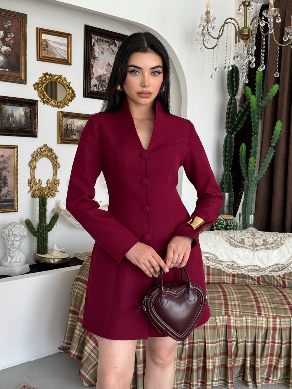 Hanne Ceket Elbise ETK-01003-bordo