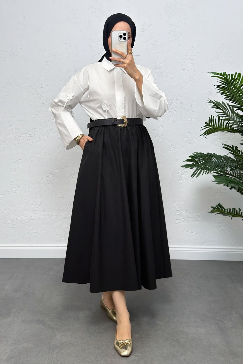 Cepli Poplin Etek 0060 - Siyah