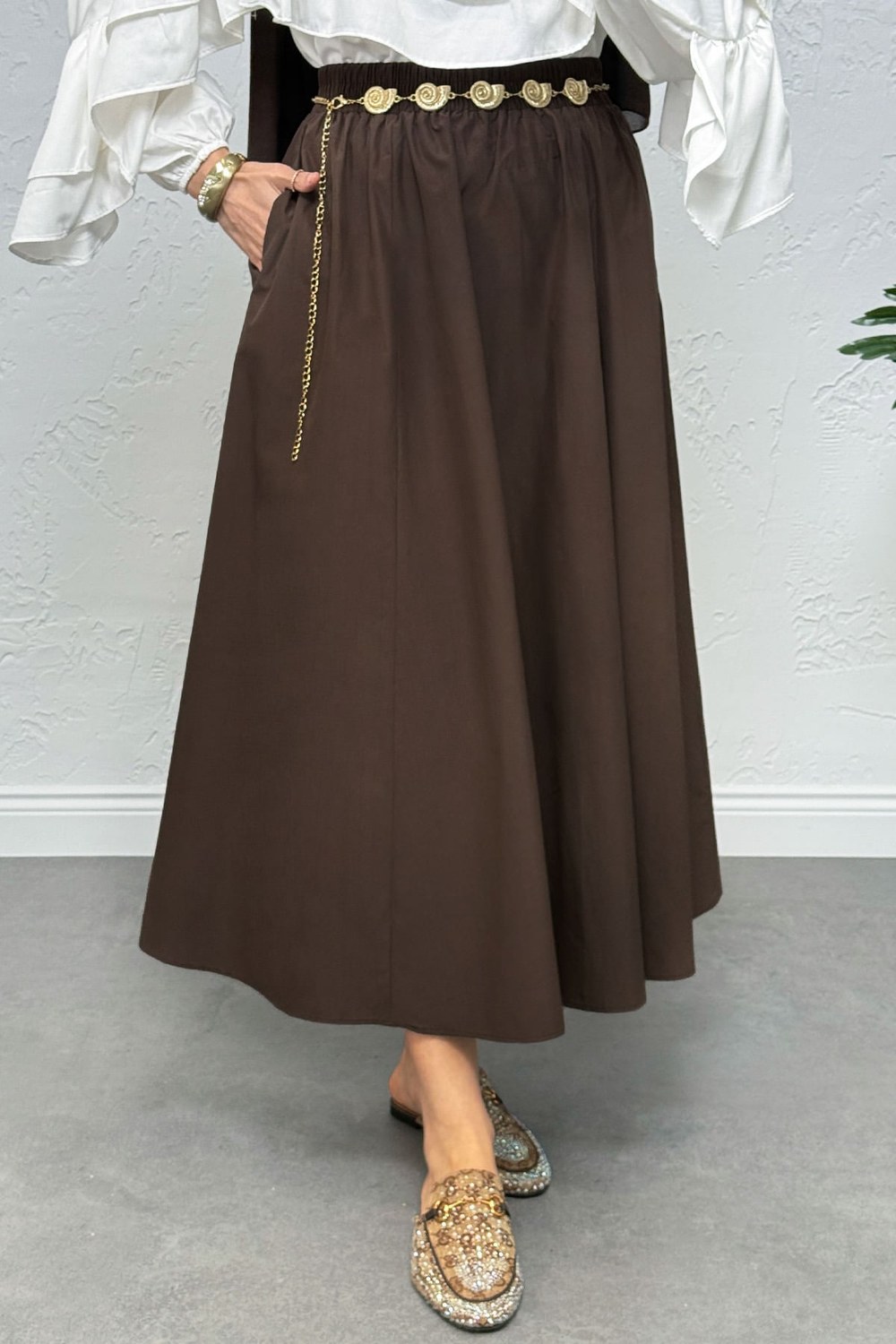 Cepli Poplin Etek 0060 - Kahverengi