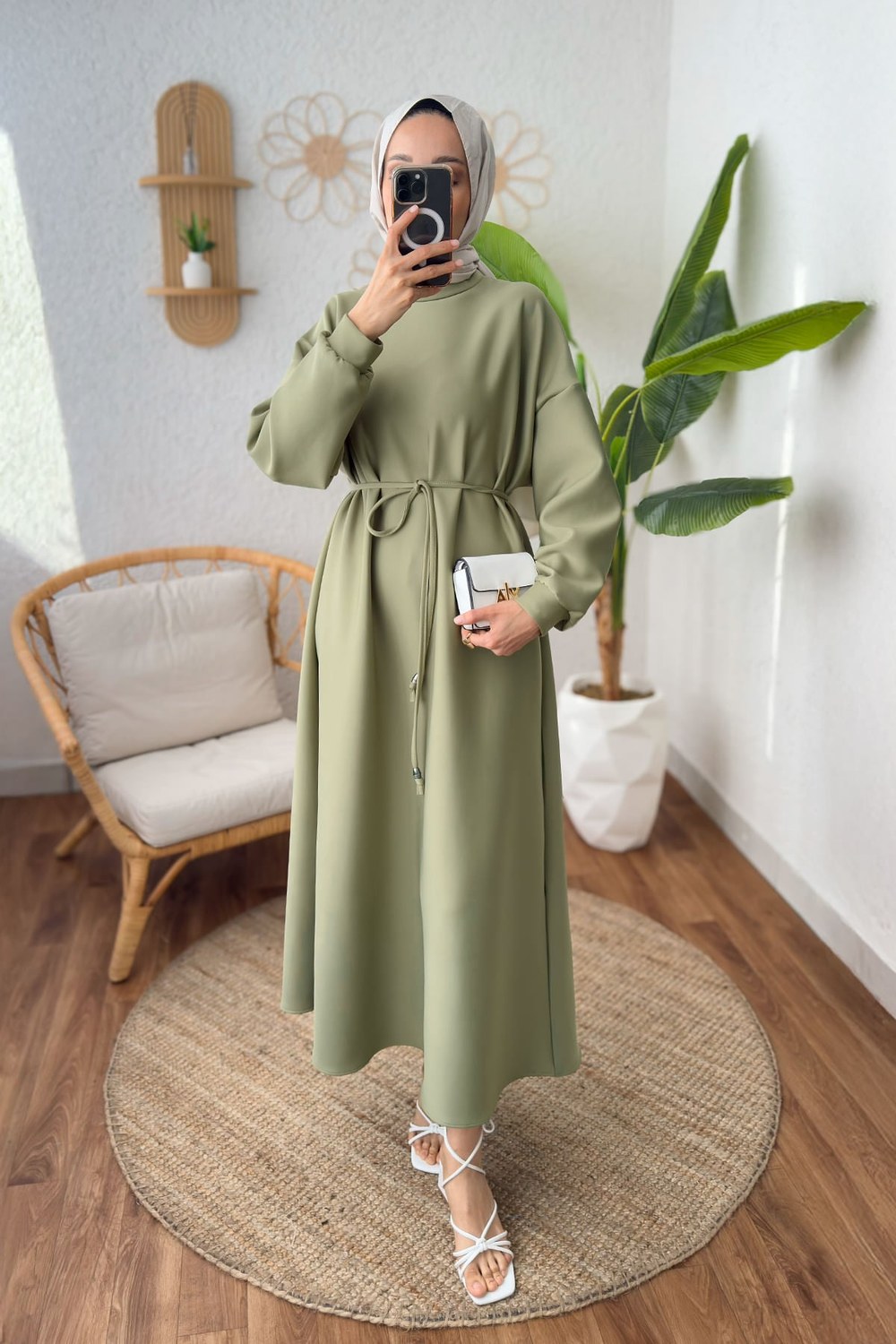 Elegance Scuba Elbise 2211 - Açık Haki