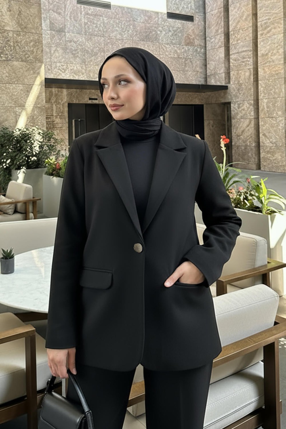 Scuba Blazer Ceket 2272 - Siyah