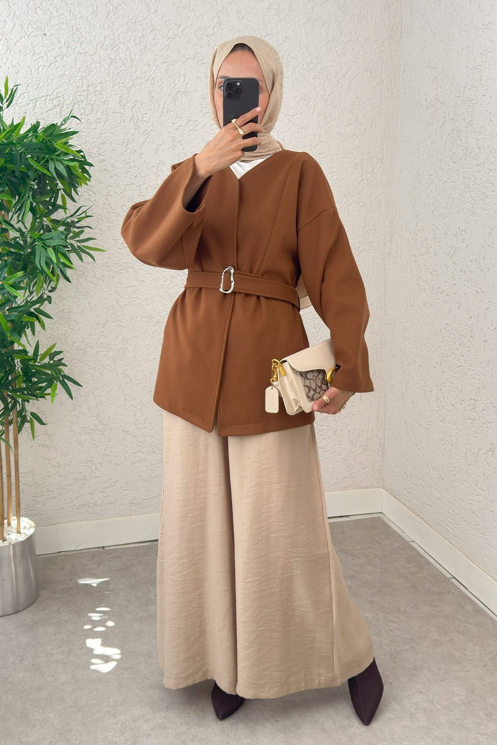 Premium Kaşe Kaban 0019 - Taba