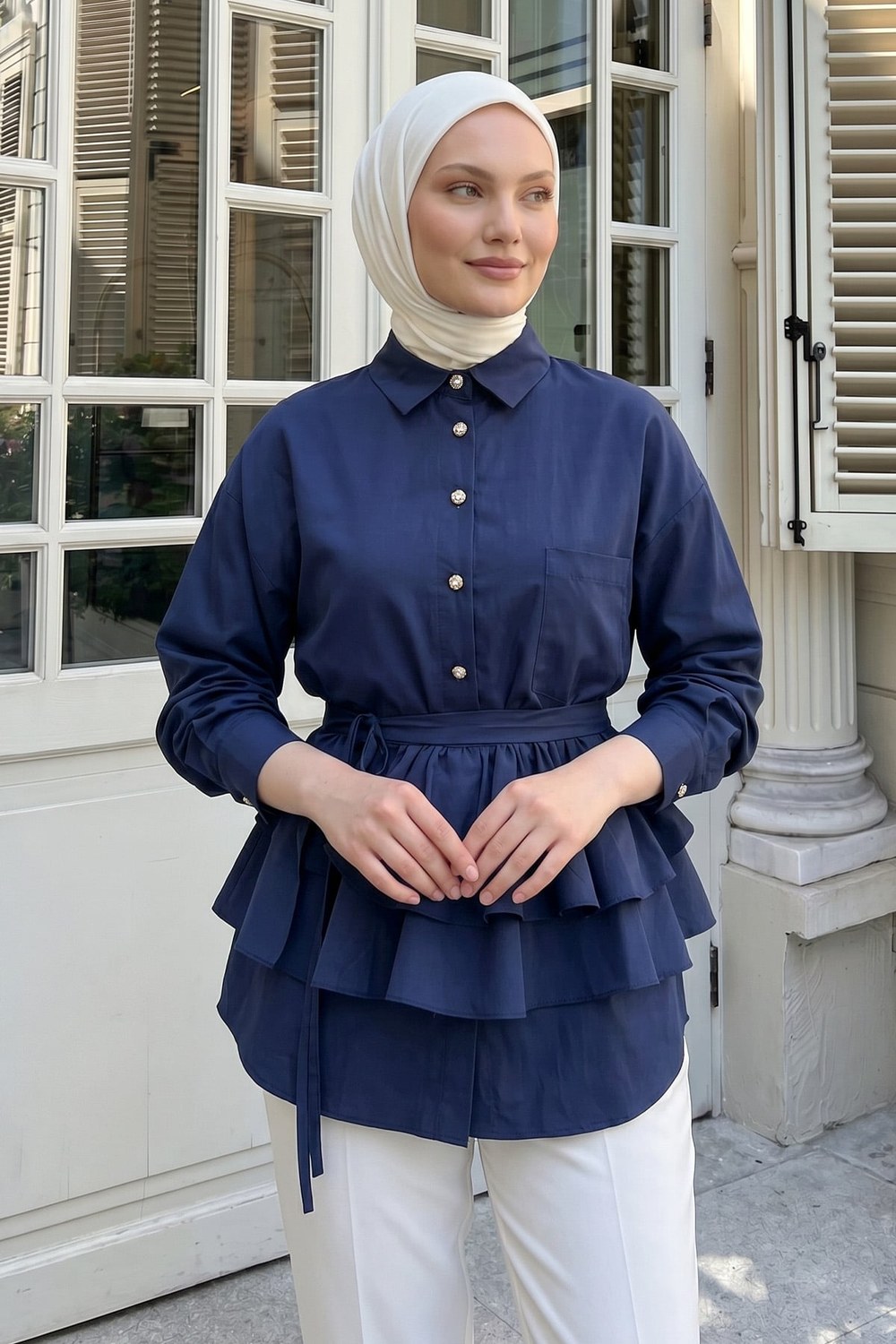 Aller Detaylı Tunik Y0123 - Lacivert