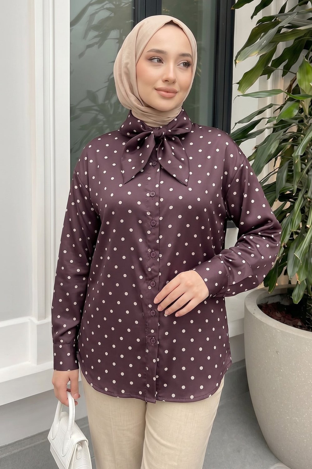 Papyon Detaylı Gömlek Y0120 - Mürdüm