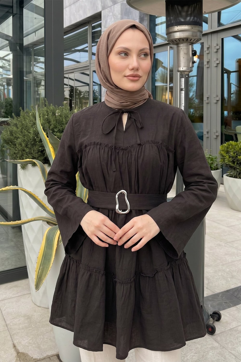 Toka Kemerli Tunik Y0135 - A. Kahve