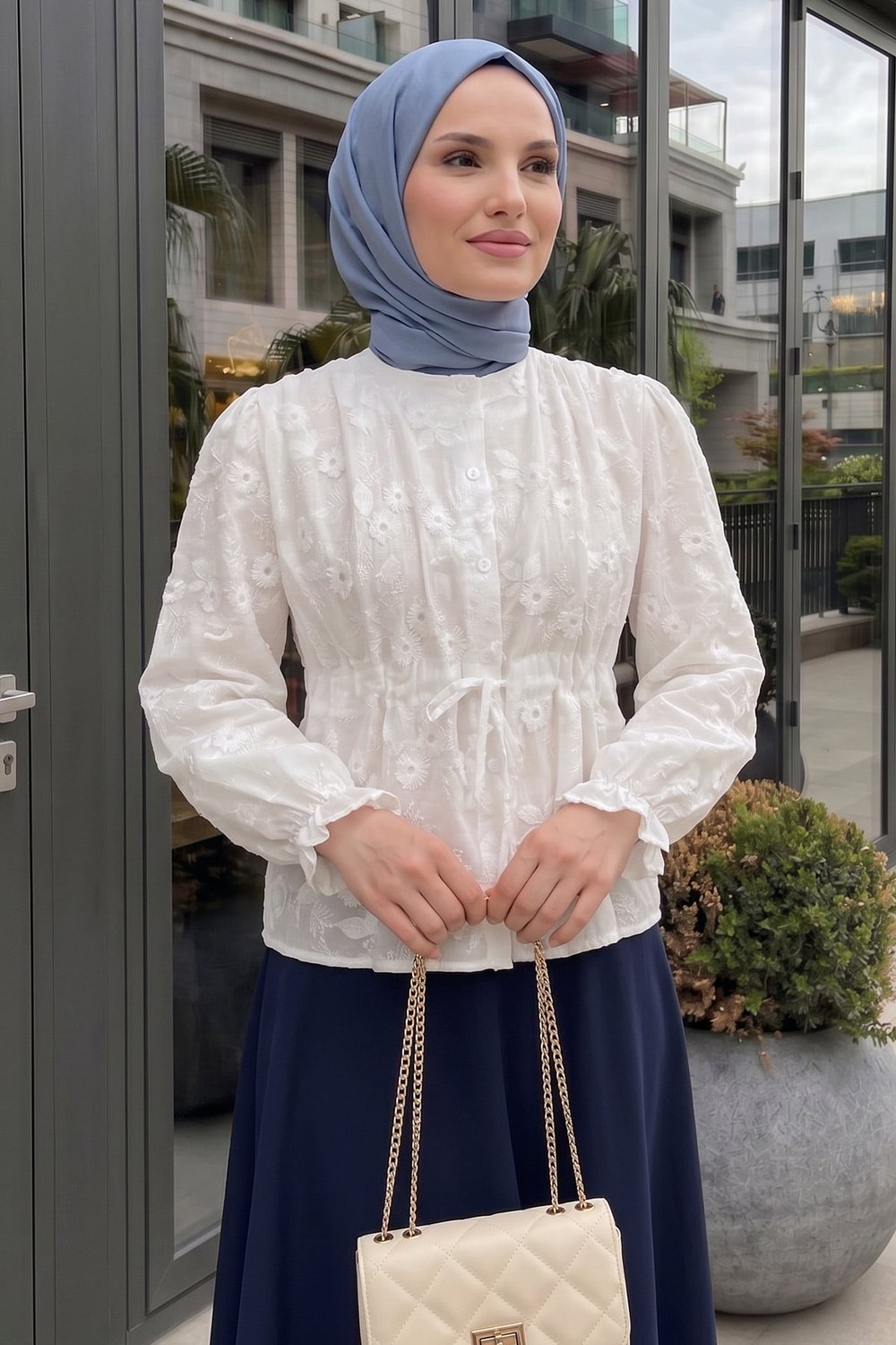 Brode Detaylı Gömlek 2685 - Beyaz