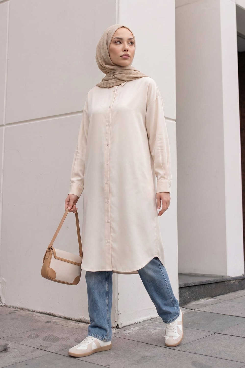 Basic Klasik Uzun Tunik 4061 - Bej