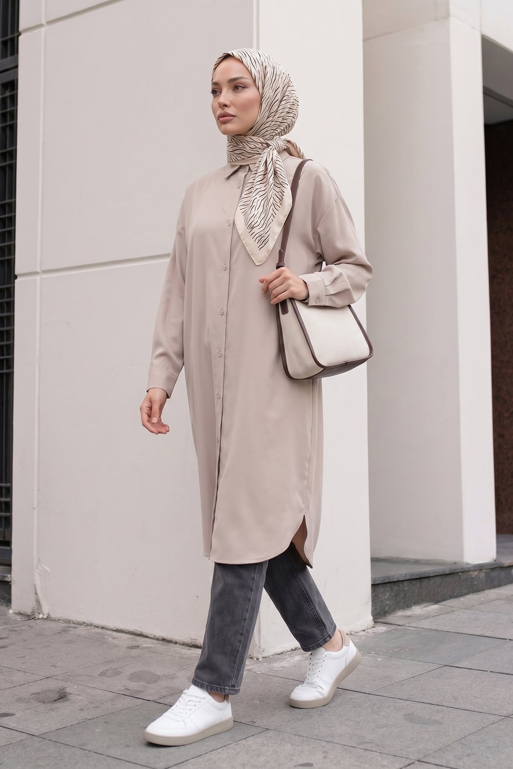 Basic Klasik Uzun Tunik 4061 - Taş Rengi