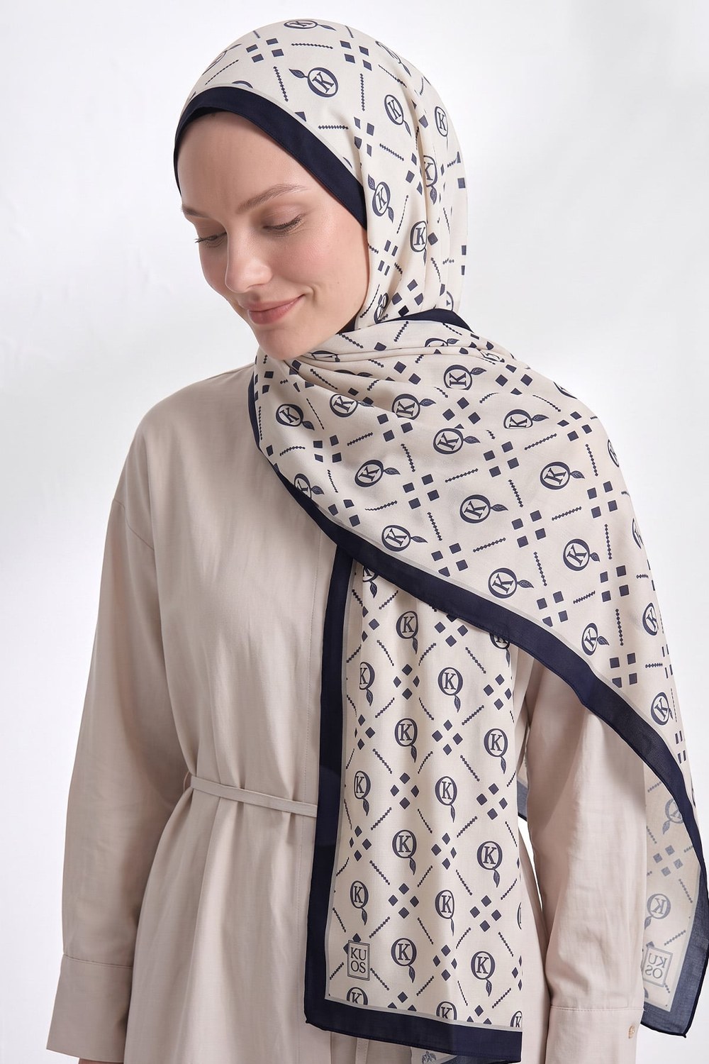 Dama K Desenli Aqua Soft Şal 4076 - Lacivert