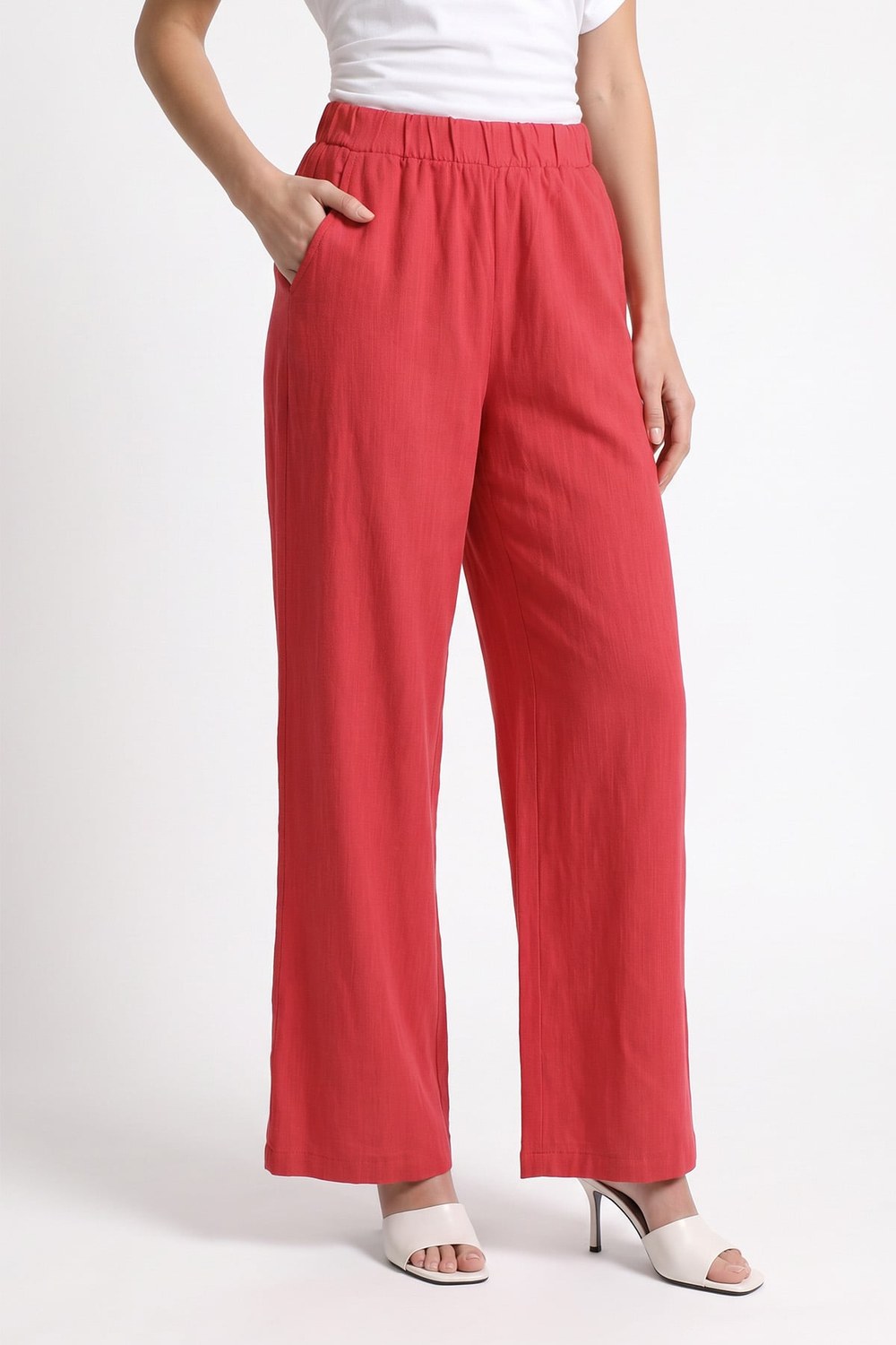 Keten Pantolon Y0155-1 - Kırmızı